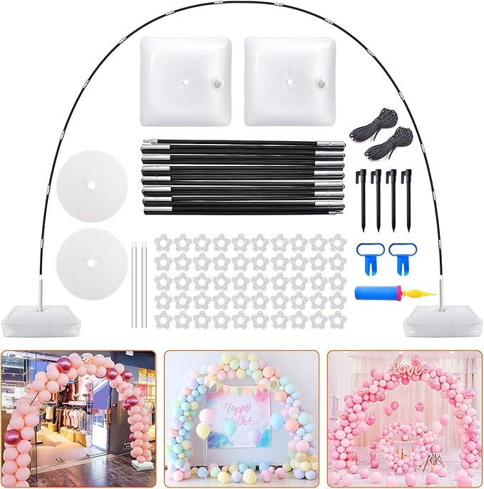 Chamvis Balloon Arch Kit, 9FT Height & 10FT Width Adjustable Balloon Arch Stand Frame Garland Stand: Wedding Baby Shower Birthday Photo Backdrop