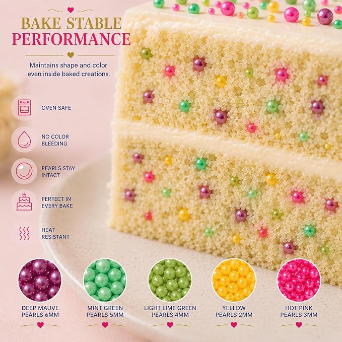Confect Pearl Sprinkles – Tropical Summer 5 Pack Dragees Mix (Purple, Teal, Sea Green, Yellow & Bright Pink) – Fun & Festive Cake and Cupcake Decorations – Vegan, Gluten-Free, Nut-Free, Soy-Free, Dairy-Free, Palm Oil-Free, No Artificial Dyes- 5 Oz