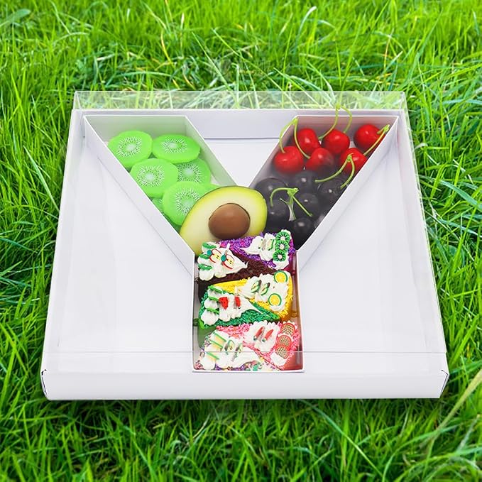 WENPACK 12.5" Cardboard Letter Shaped Mache Decorative Strawberries Fillable Sweets Candy Box with Clear Lid (White, Y)