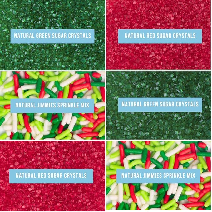 Sweets Indeed Sprinkles 6 Cell Edible Sprinkle Mix Jimmies Perfect for Cake Decorations Baking Ice Cream Cookies Cupcake Topper (Christmas)