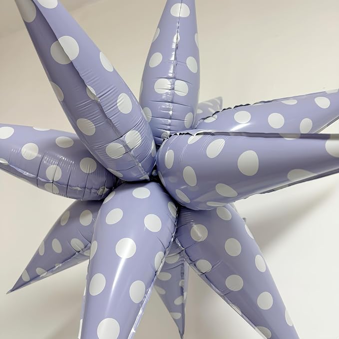 2Pcs Purple Macaron Polka Dot Explosion Pointed Star Foil Balloons/Candy Color Balloon for Christmas, Candyland Party, Baby Shower, Unicorn Birthday, Easter/Rainbow Candy Themed Party Decorations