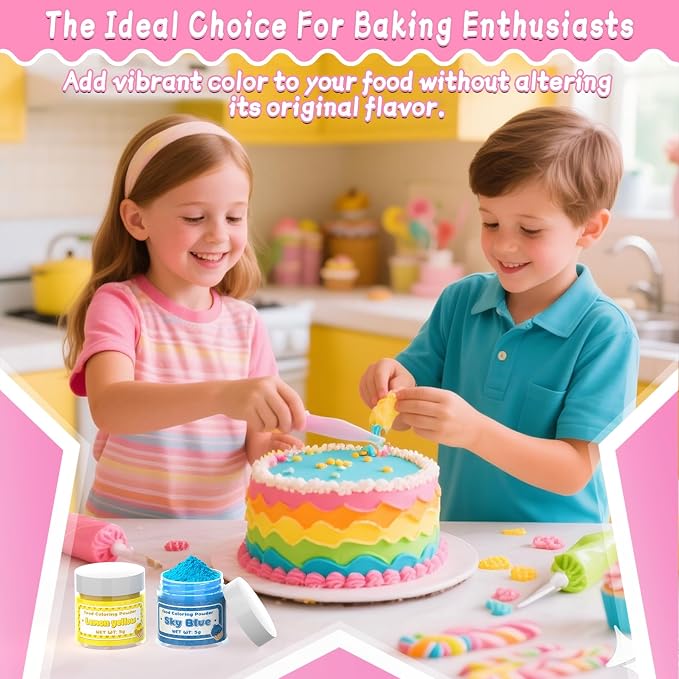 Food Coloring Powder - 16 Colors Vibrant Powdered Food Coloring, Concentrated Edible Dye Powder for Baking, Icing, Cooking, Cake Decorating, Cookies, Frosting - 5g/Bottle