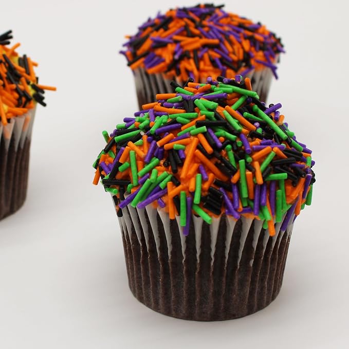 Naturejam's Halloween Sprinkles Cake Decorations - 8oz Scary Halloween Decorations - Purple, Green, Orange & Black Cake & Cookie Toppers - Decorating Supplies - Spooky Decor - Cupcake Toppings & Ice Cream Jimmies