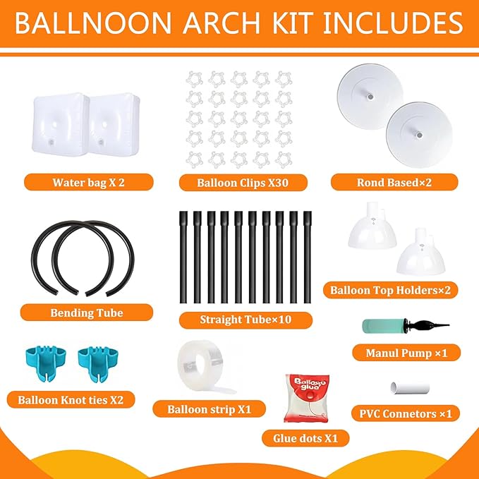 Balloon Arch Kit - Adjustable 8.2FT & 6FT Balloon Arch Stand with Base, Reusable Half Arch Balloon Stand Floor Frame for Birthday Wedding Baby Shower Holiday Graduation Events Decorations (Black)