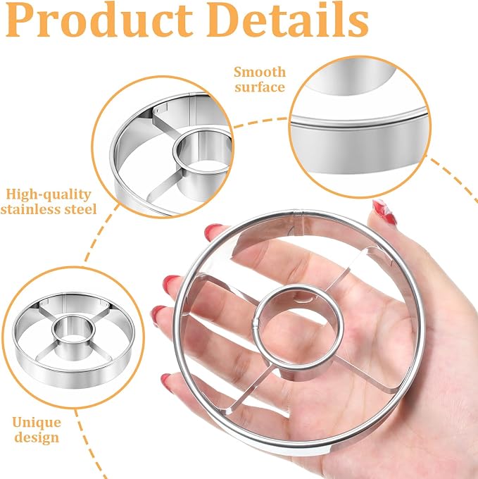 2 Pack Donut Cutter with Hole, 3.86 Inch Stainless Steel Bagel Mold Doughnut Cutters Donut Hole Cutter Baking Tool for Making Donuts, Bagels, Cookies, Biscuits