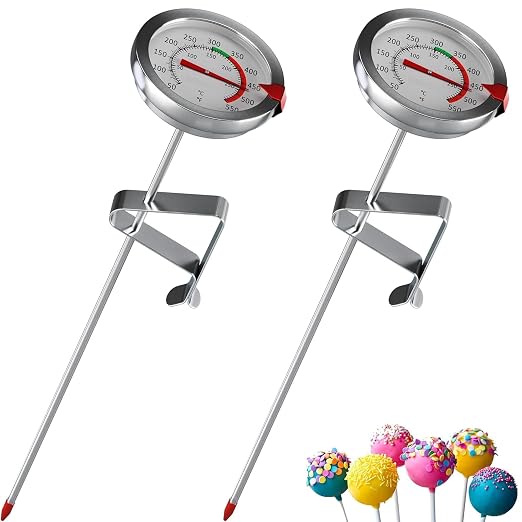 CRAFT911 Candy Thermometer with Pot Clip - Deep Fry Oil Thermometer for Frying and Candle Making - 2 Pack (White)