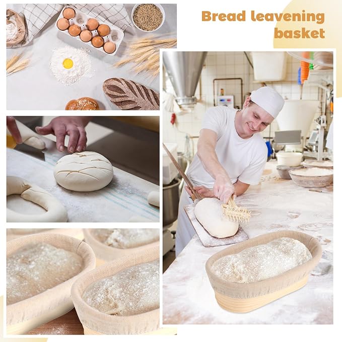 Gejoy 25 Sets Bread Proofing Baskets Bulk 10 Inch Banneton Dough Proofing Bowls Kit with Cloth Liner and Plastic Scraper Sourdough Basket for Home Sourdough Bakers