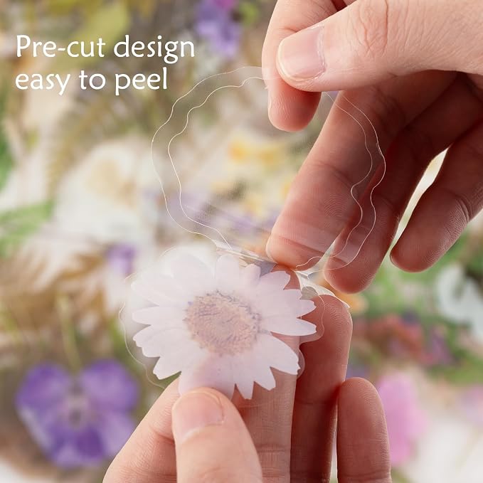160pcs Pre-Cut Scrapbooks Natural Stickers, Floral and Plant Sticker for DIY Craft, Planners, Journal, Notebook, Laptop, Cell Phone, Calendars, Wedding Scrapbooking, PET Material, Colorful