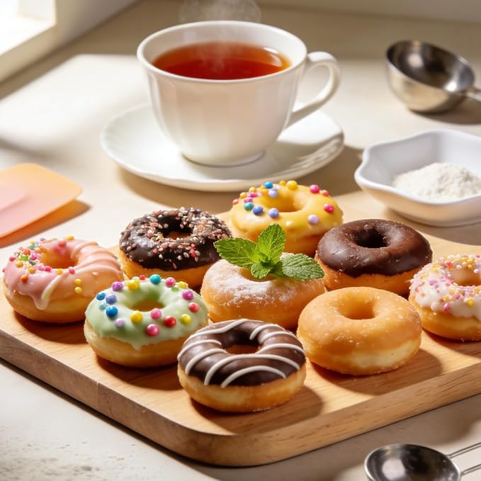 Silicone Donut Mold Pans, 6 Cavity Non-Stick Baking Tray for Chocolate Dessert, Gray, 10.8 x 6.8 x 0.8 inches