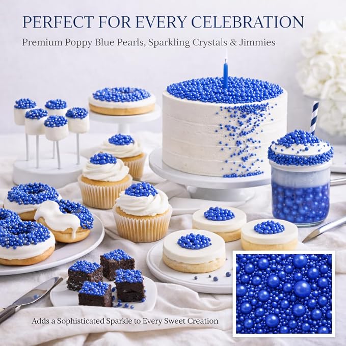 Confect Edible Sky Blue Sprinkles | Mix Pearl & Vermcelli | Edible Sprinkle | Sprinkles for Baking & Cake Decorative | Cookie Sprinkle - Vegan, Gluten-Free, Nut-Free, Soy-Free, Dairy-Free, Palm Oil-Free -4.2 Oz