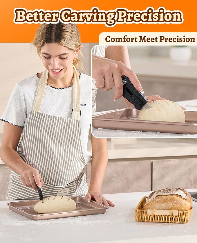 Extractable & Magnetic Bread Lame Sourdough Bread Knife - Professional Sourdough Scoring Tool - Deal for Sourdough Bread, Pizza Dough and Baking Supplies - Scoring Patterns booklet & 5 Razor Blades