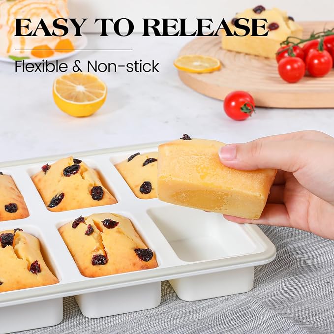Vinino 2 Pack 8-Cavity Mini Silicone Loaf Pans Gray for Savory Meal Prep | 16 Cavities Mini Loaf Set, Perfect for Savory Bites, Meal Prep Portions, Baked Oatmeal & Understated Small Batch Baking
