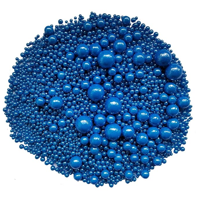 Edible Royal Blue Sugar Pearls Candy Sprinkles 120G/ 4.23Ounce Baking Cake Sprinkles Cupcake and Cake Topper Cookie Decorations Wedding Party Valentines Halloween Christmas Supplies