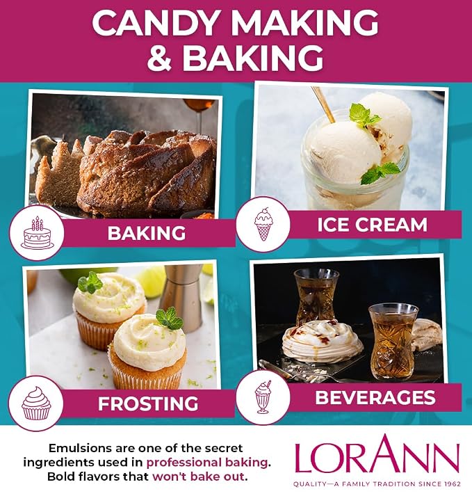 LorAnn Oils Rum Bakery Emulsion: Realistic Flavor, Ideal for Enhancing Boozy Notes in Baked Goods, Gluten-Free, Keto-Friendly, Extract Alternative Essential for Your Kitchen, 4 Oz