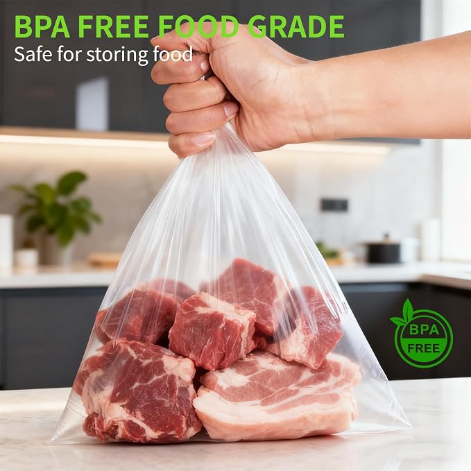 Food Storage Bags, 10" X 14" Plastic Produce Bag, Clear Plastic Bag for Food, Fruit, Meat, Vegetable, Refrigerator Storage, Kitchen, 800 Bags, 2 Rolls