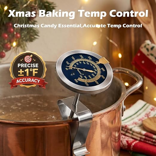 Waterproof Instant Read Candy Thermometer Blue | IPX8 waterproof,9" food-grade instant read probe,anti-scratch clip for candy,frying,BBQ