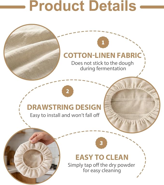 6 Pack Proofing Basket Linen Liner Banneton Liner 10 Inch Round and Oval Bread Proofing Cover Reusable White Cotton Cloth for Dough Rising Sourdough Baking Supplies Home Kitchen Accessories