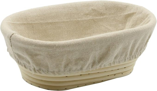 BetterJonny 8 inch Oval Banneton Bread Proofing Basket, Artisan Bread Dough Proofing Rattan Basket +Liner Combo for Professional and Home Bakers
