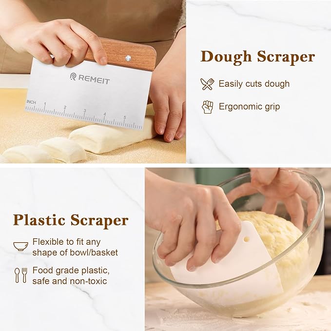 Complete Sourdough Starter Kit 9"Round & 10" Oval Silicone Banneton Bread Proofing Baskets, Sourdough Bread Baking Supplies with 34oz Fermentation Jar, Bread Lame, Scraper, Danish Whisk