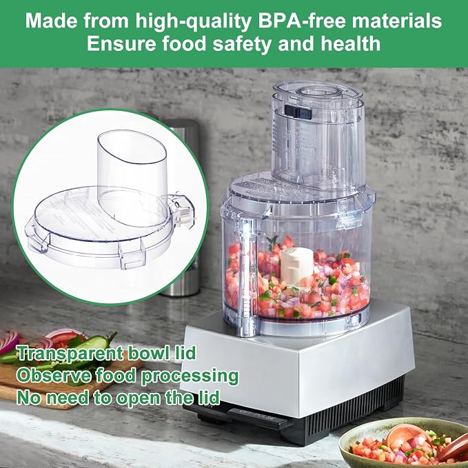 DLC-10 Series Work Bowl Cover 7-Cup DLC-117BGTXT-1 Food Processor Replacement Parts for Tritan Cuisinart,This Cover Features 4 Tabs On The Bottom Rim,Will Only Work With a Tritan Workbowl