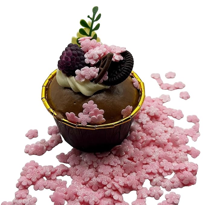 SE Si&Moos Edible Pink Flowers Sprinkles for Cake Decorating Mini Sugar Flowers Pink Confetti Sprinkles Edible Flower Cake Decorations, Baking, Ice Cream, Cookies, Cupcake Toppers Party Baby Shower Holiday Valentines Supplies 3 OZ