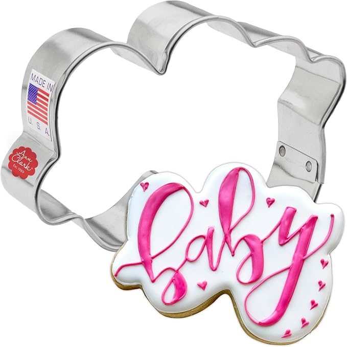 Ann Clark Script Word “Baby” Cookie Cutter 3-3/4", Made in USA