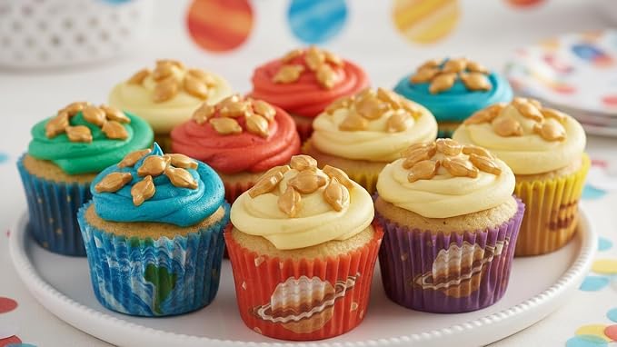 NCS Planet Shaped Edible Sprinkles – Gold Cupcake, Cake & Cookie Decorations, 7 oz