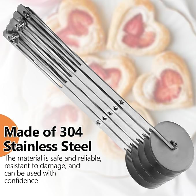 5 Wheel Pastry Cutter， Stainless Steel Expandable Dough Divider & Cinnamon Roll Cutter for Pasta, Pizza, Brownies - 2-Pack Multi-Use Baking Tool