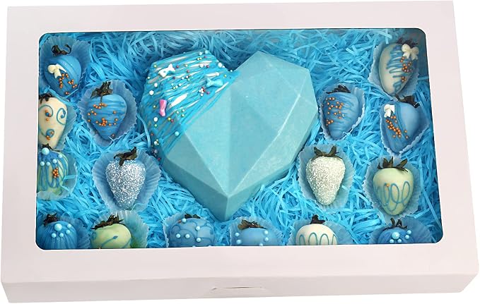 RIFMEAE 30-Pack 17" x 11" x 2.5" Cookie Boxes with Window, Large Bakery Boxes, Auto-Popup Treat Boxes for Cookies, Donuts [ White ]