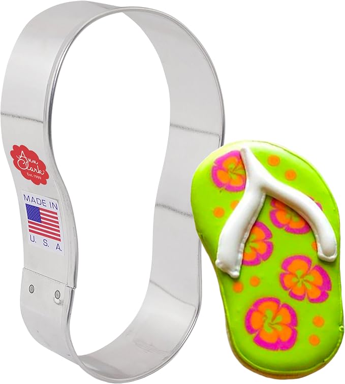 Ann Clark Flip Flop Summer Beach Cookie Cutter, Large, 4-3/8" Made in USA