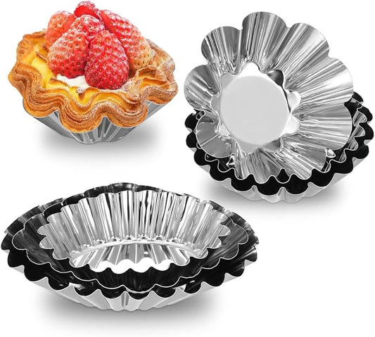 Hemoton 18Pcs Egg Tart Molds Stainless Steel Tart Molds for Baking Mini Shells Decorative Egg Baking Molds for Pies Cheesecakes Cupcakes Puddings Home Kitchen and Bakery Use