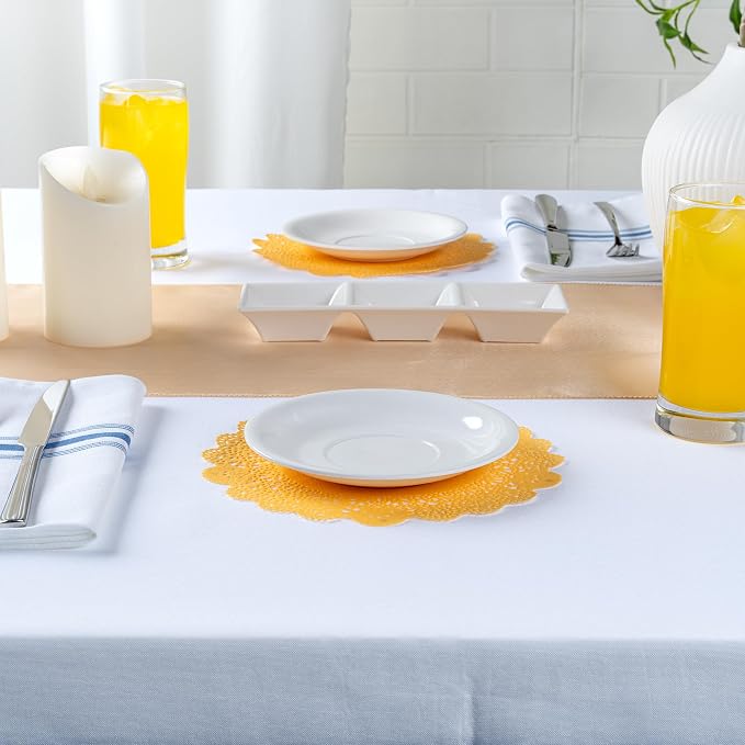 Pastry Tek 8 x 8 Inch Paper Lace Doilies, 4000 Disposable Table Doilies - Elegant Lace Finish, Long Lasting, Orange Paper Doily, for Pastries, Cupcakes, Desserts - Restaurantware