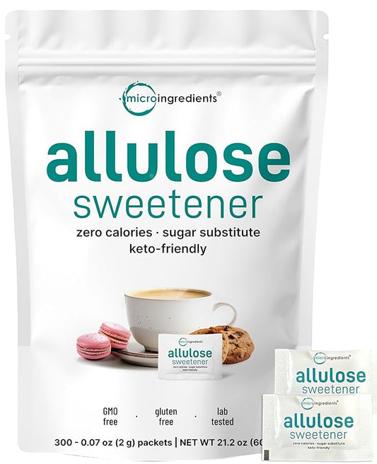 Allulose Sweetener, 300 Packets | Zero Calorie, Plant Based Sugar Substitute, No After Taste | Best for Coffee, Drinks, Tea, Snacks, Cooking, & Baking | Keto Diet & Vegan Friendly | Erythritol Free