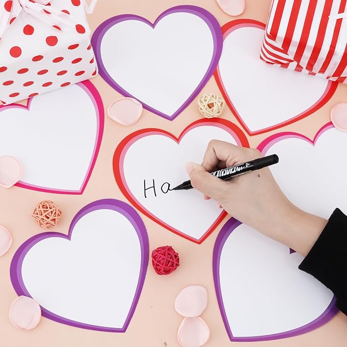 Vuzvuv 48Pcs 6In Blank Heart Paper Cutouts with 100Pcs Glue Points for Wall Bulletin Board Decorations, Heart Cut Out for Classroom, DIY Crafts & Party Banners