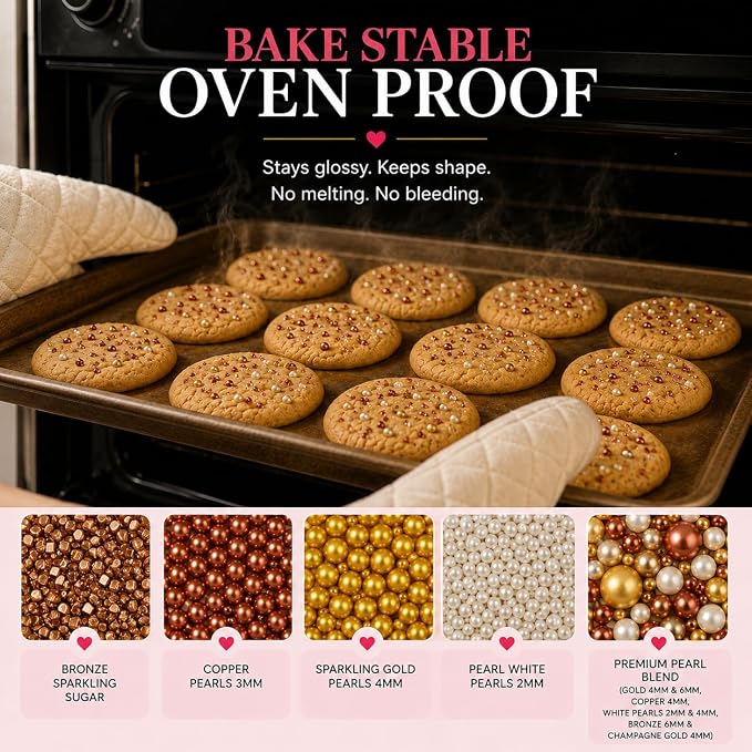 Confect Sprinkle Mix – Edible Gold, Bronze & White Sugar Pearls with Copper Sparkling Sugar –Great Gatsby Disco Ball- Elegant Cake, Cupcake & Cookie Decorating Sprinkles –Vegan, Gluten-Free, Nut-Free, Soy-Free, Dairy-Free, Palm Oil-Free, Dye Free- 5 Oz