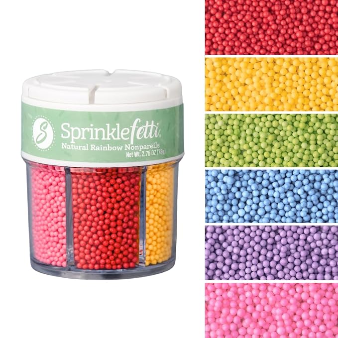 Sweets Indeed Dye Free Rainbow Nonpareils 6 Cell Set – Decorative Sprinkles for Baking & Decorating Cupcakes, Cookies, Cakes & Desserts – 2.75 ounces