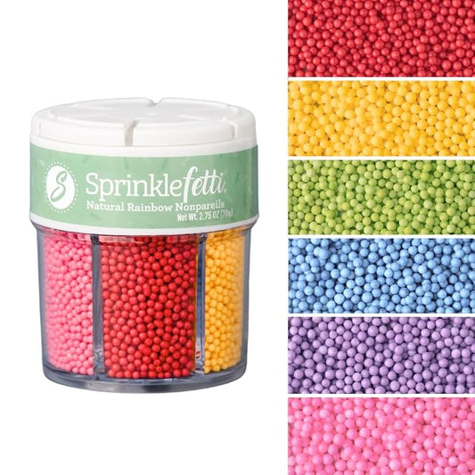 Sweets Indeed Dye Free Rainbow Nonpareils 6 Cell Set – Decorative Sprinkles for Baking & Decorating Cupcakes, Cookies, Cakes & Desserts – 2.75 ounces