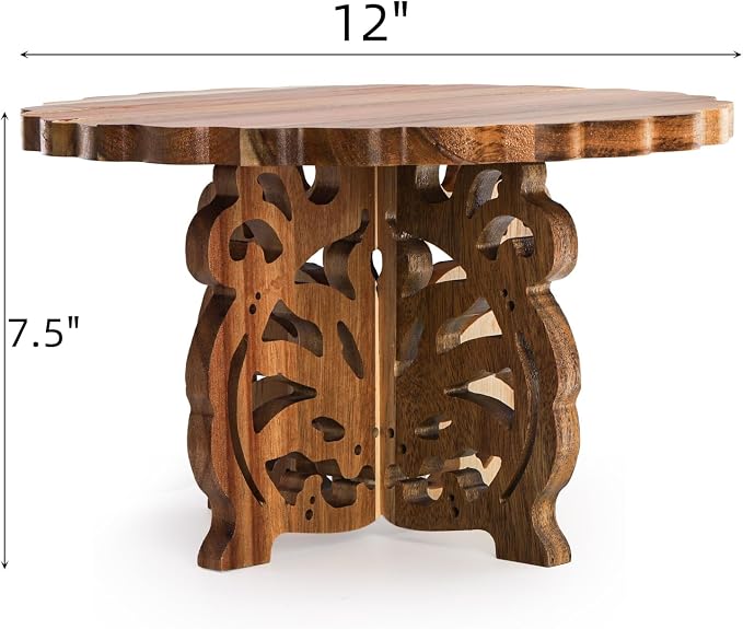 Eorbow 12" Wood Cake Stand, Acacia Wooden Rustic Cupcake Holder, Wedding Table Centerpiece Dessert Display Stand, Birthday Cake Pedestal for Tea Party Baby Shower