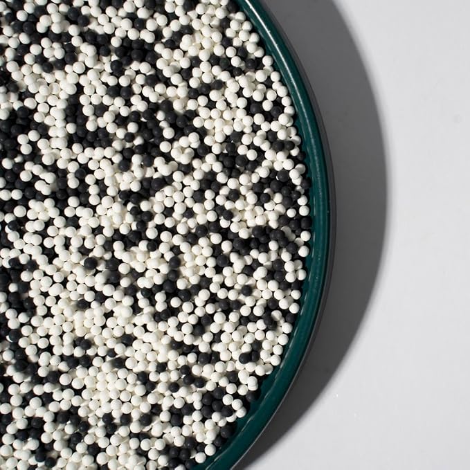 Sprinkles 130g/4.6oz, Black White Edible Pearl Sprinkles for Cake Decorations, Baking, Ice Cream, Cookies, Cupcake Topper Edible Pearls Sprinkles - 2mm Matte White Sugar Pearls for Cake Decorating (2mm white black)