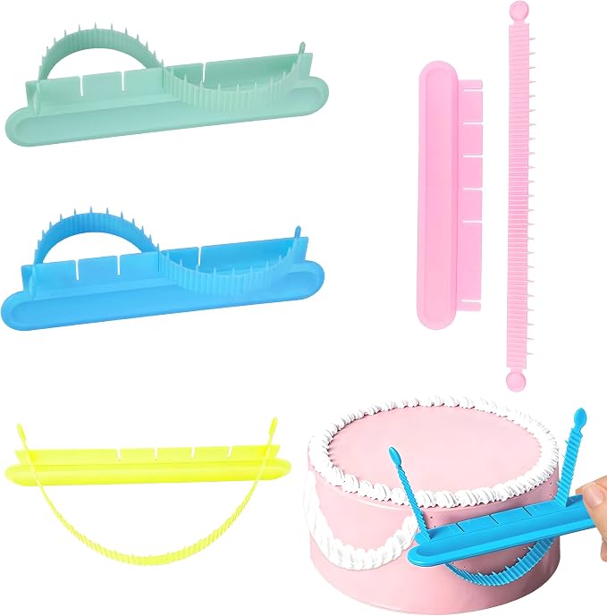 4PCS Cake Arch Guide Tool,Adjustable Fondant Cake Arc Ruler for Cake Baking | Decorative Marking Divider Aid,Pastry Decorating Supplies for Home Kitchen Bakeries Practical Swag Guide Gadgets Accessories