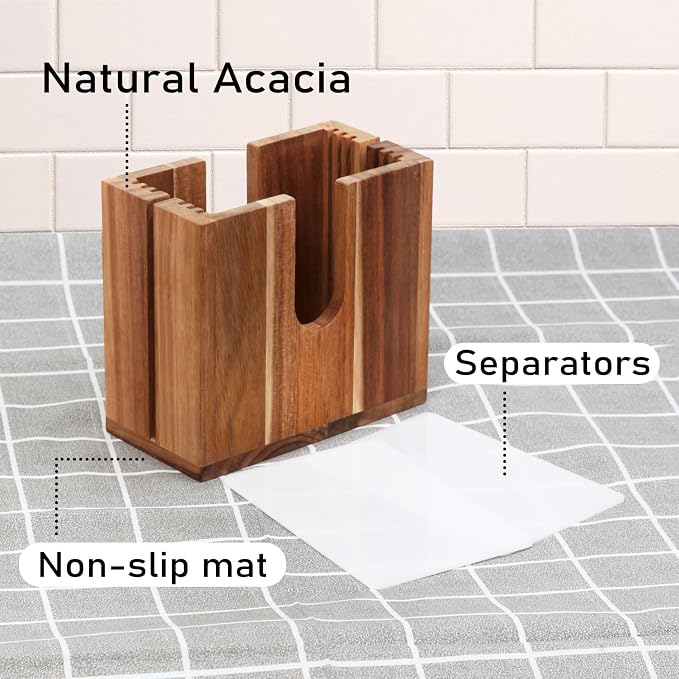 Large Adjustable Bagel Slicer Holder (Upgraded) – Acacia Wood Bread Cutter for different sizes Bagels, Buns, English Muffins – Non-Slip Base, Easy Storage (Large)
