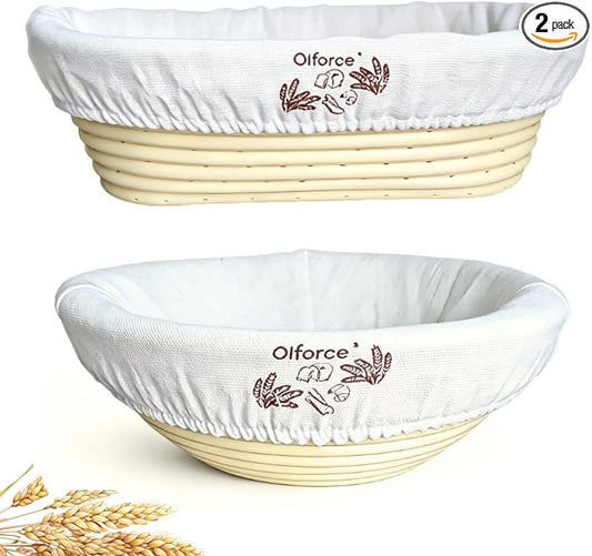 Banneton Sourdough Proofing Basket Kit,10"Round & 11"Oval Proofing Basket with Liners & Covers,Bread Baking Supplies for Home or Professional Sourdough Bakers Baking Tool