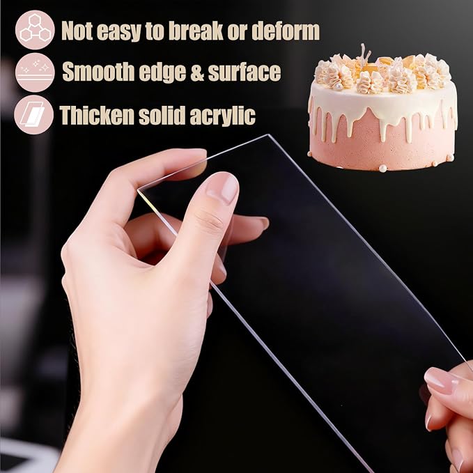 4 Pieces Acrylic Cake Scraper Set - Large Transparent Cake Smoother For Icing Frosting - Baking Tools With Comb Edge For Buttercream Mousse Decoration