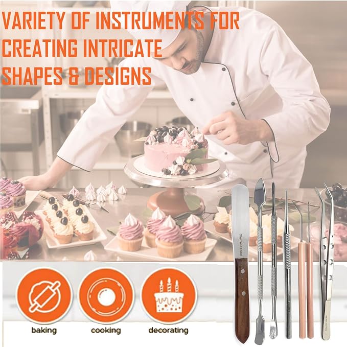 A2Z-Cookie Scribe Tool Stir Needle Cookie Decorating Tool, DIY Baking Pin Whisk Spatula Stainless Steel Needle Biscuit Shaping Icing Pin Scribe Modeling Tool - for Icing & Fondant Shaping (7pc Tools)