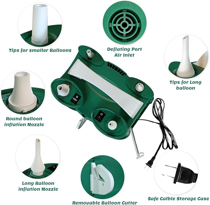 Balloon Pump Electric Party Decorations - Electric Balloon Pump for Balloon Arch Kit, Portable Dual Nozzle Balloon Inflator