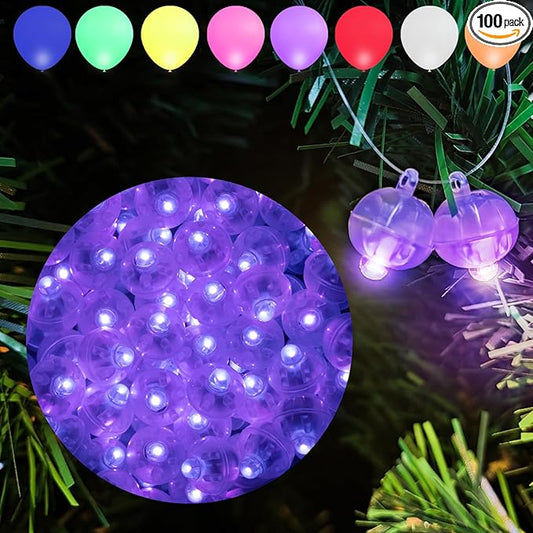Aogist 100Pcs Balloon Lights with Hook,Long Standby Time,Waterproof Mini Light for Birthday Party Wedding Christmas Halloween Easter Decorative (Flash, Purple)
