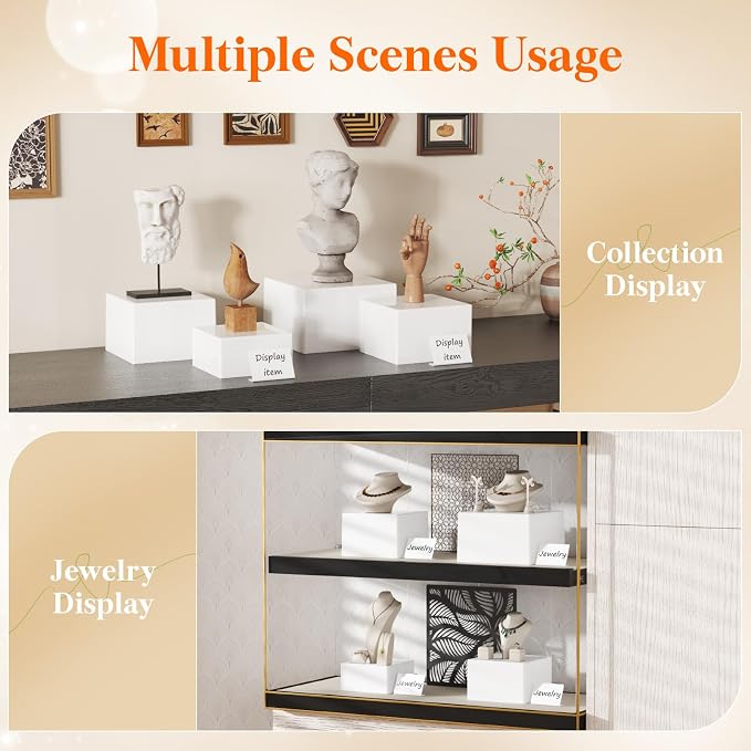 Lifewit 4 PCS Buffet Risers and Stands, (7",7.8",8.3",10") Food Risers for Buffet Table, Catering Dessert Cake Holder for Party, Collectibles Jewelry Display Shelf, Nesting Cube Boxes, White