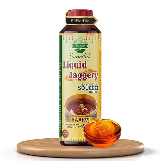 Danodia Foods Organic Liquid Jaggery Syrup, Gur Sweetener, 700g, Gur Cane | Pourable sugarcane sweetener for tea, coffee, baking, desserts, sauces, cooking and daily recipes; no preservatives used