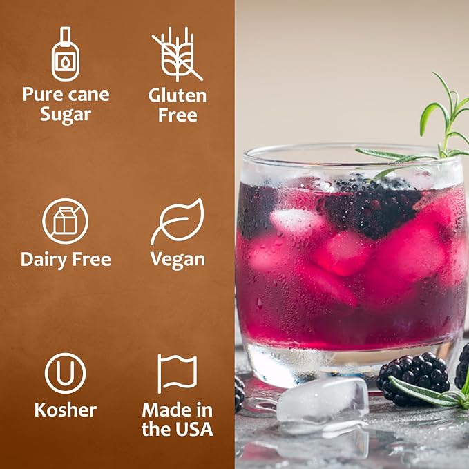 Syruvia Blackberry Syrup, Flavored Syrup for Drinks, Lemonades, Iced Teas, and Desserts – 25.4 fl oz - with Pump