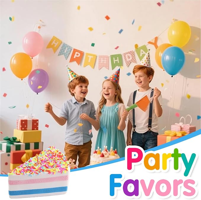 Anboor 4.72" Rainbow Thick Striped Cake Squish Slow Rising Scented Kawaii Fiidget Toy for Kids Adults Autism Birthday Gifts